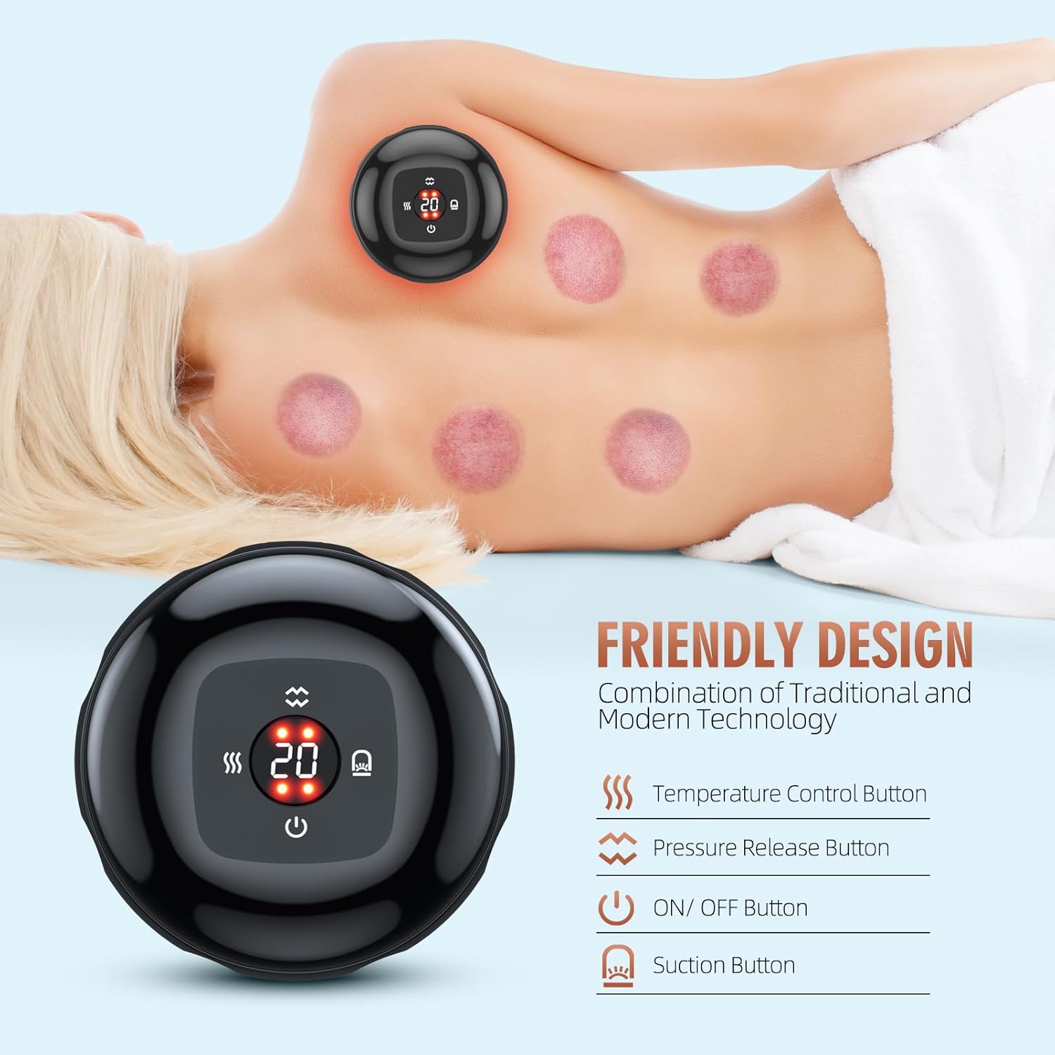 The Original 4-in-1 Smart Cupping Therapy Massager, Red Light Therapy for Targeted Pain Relief, Knots, Aches, Muscle Soreness, Circulation & Tighter Skin, Portable Cupping Kit